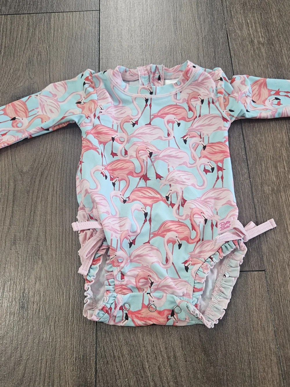 Ruffle Butts Flamingo Print Baby Swimsuit Size 3-6 Months
